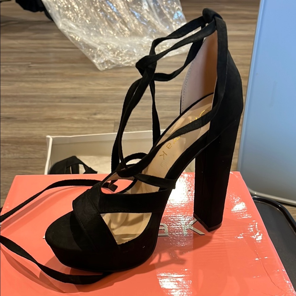 Black Strappy Platform Heels